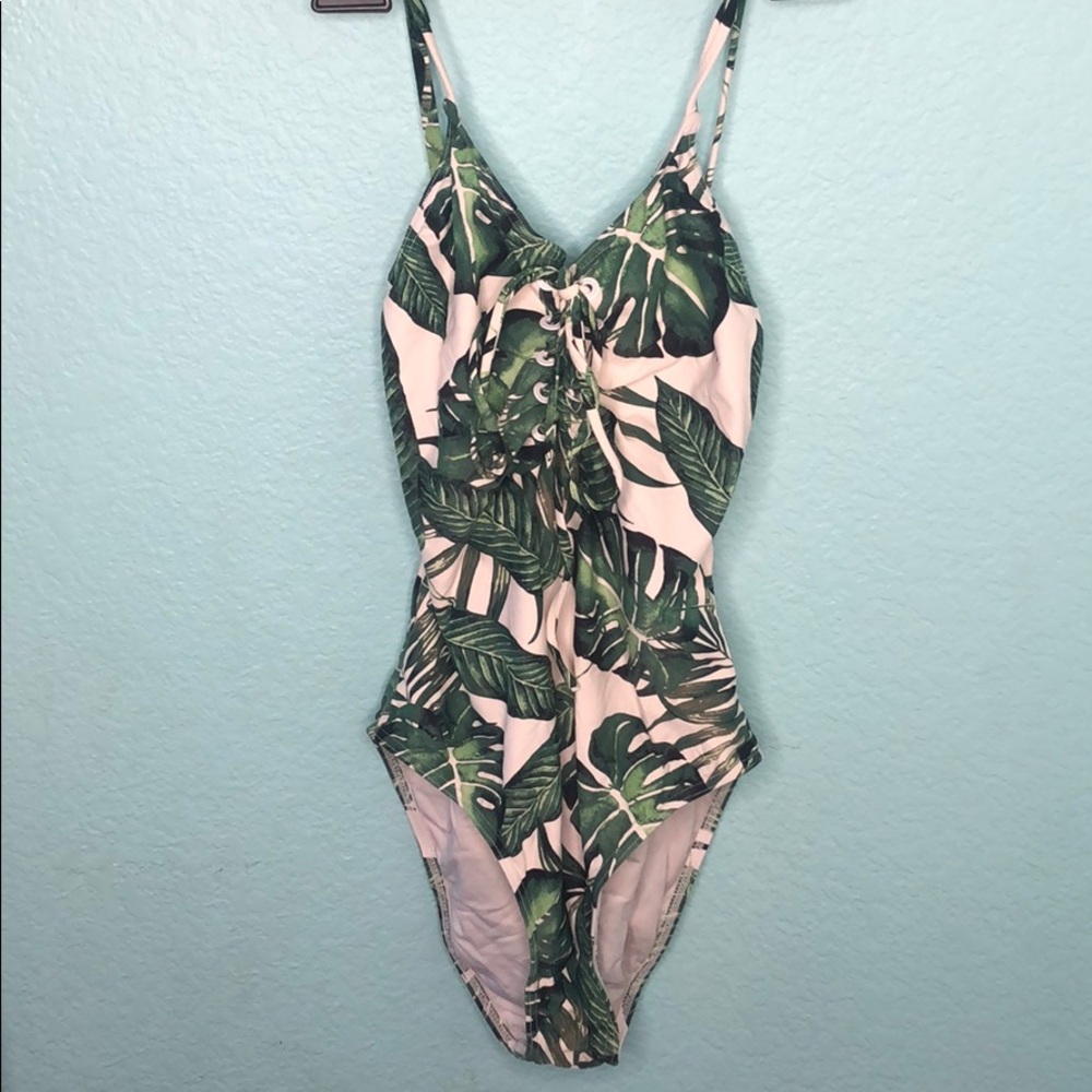 Green and White Floral One-Piece